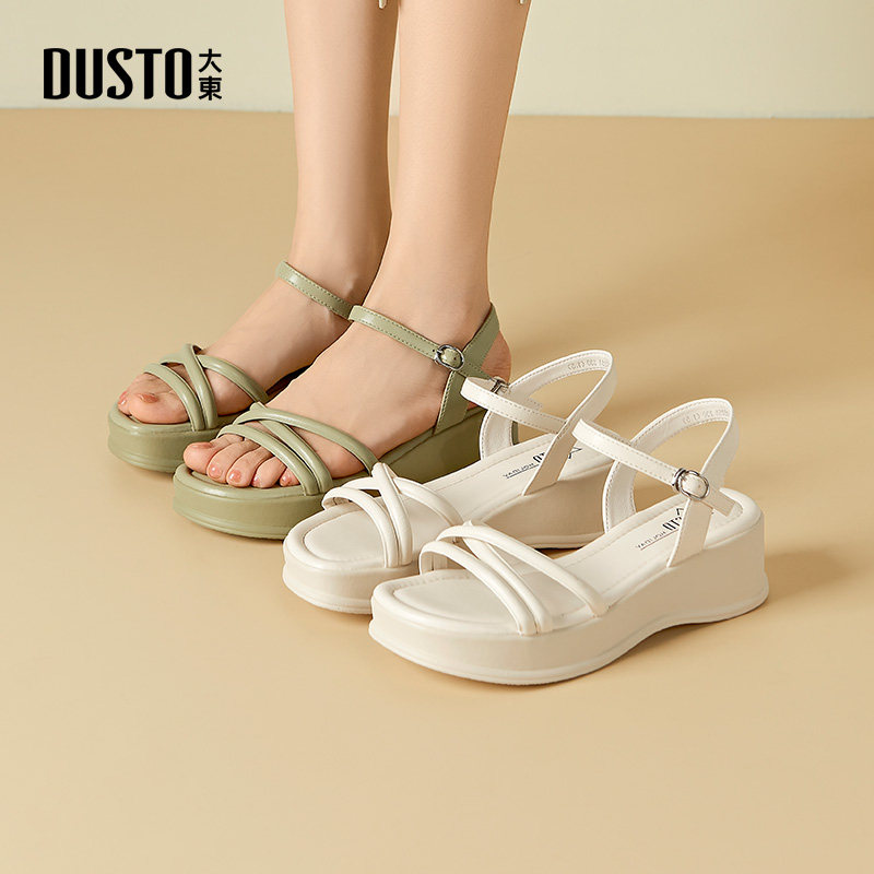 大东沙滩凉鞋女鞋2025夏季新款休闲平底中跟一字扣结构变化X0825,女鞋,沙滩鞋,淘宝优惠券,粉丝福利购,淘宝优惠卷