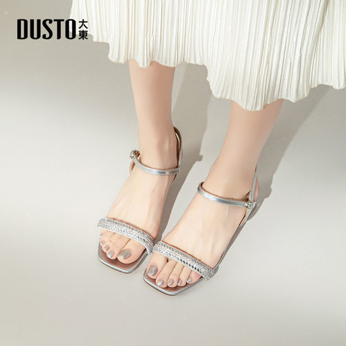 大东dd一字带时装透明凉鞋女夏季配裙子2025款小个子显高罗马女鞋