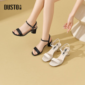 大东一字带凉鞋 简约粗跟高跟一字扣饰扣X0013 新款 女鞋 2025夏季