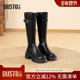 大东dd长筒靴女2025新款 秋冬长靴厚底骑士靴美拉德复古中筒女靴子