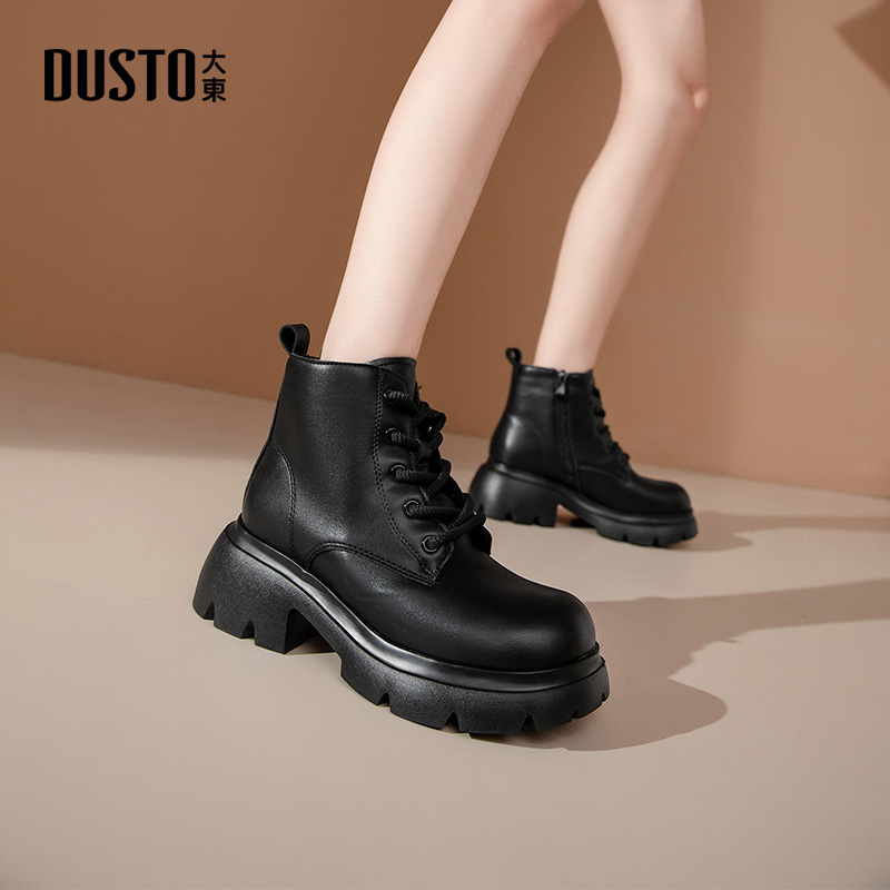 马丁靴时尚休闲粗跟侧拉链中跟