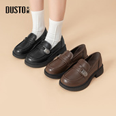 女鞋 2026春季 新款 大东乐福鞋 方跟低跟套脚圆头饰扣小皮鞋 Q0749