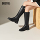 大东长靴女2025冬季 粗中跟骑士靴时尚 休闲加绒长筒靴0605