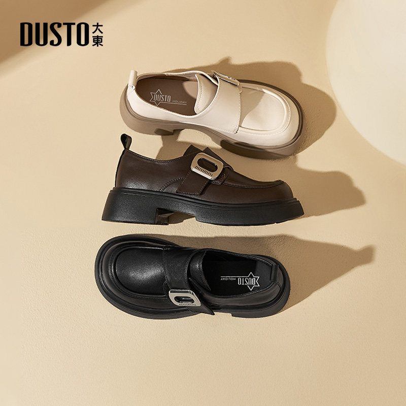 大东乐福鞋女鞋2026春季新款时尚休闲甜美粗跟魔术贴中跟Q0117,女鞋,乐福鞋（豆豆鞋）,淘宝优惠券,粉丝福利购,淘宝优惠卷