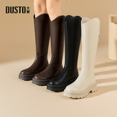 大东骑士靴女鞋 休闲粗跟高跟后拉链圆头D0153 时尚 2025冬季 新款