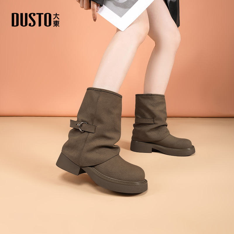 时装靴时尚休闲优雅粗跟中跟套脚