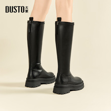 大东骑士靴女鞋2025冬季新款帅气潮流高跟圆头粗跟A0119