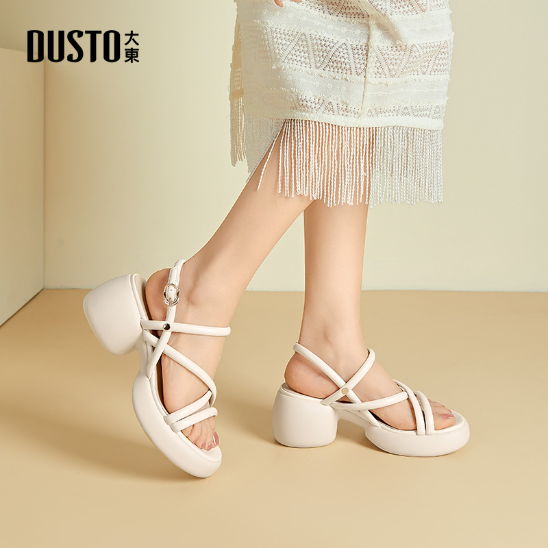 大东dd露趾凉鞋女2025新款高跟鞋夏季外穿粗跟凉拖时尚高级感女鞋