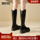 大东长筒靴女鞋 休闲粗跟后拉链中跟圆头D0133 时尚 2025冬季 新款
