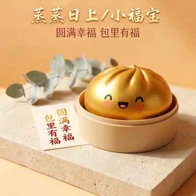 DOWMOO 蒸蒸日上金色小福包捏捏乐解压玩具柔软回弹桌面趣味摆件