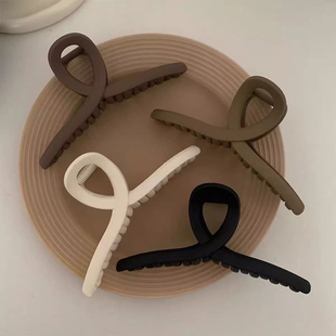 9cm发多鲨鱼夹奶咖色抓夹磨砂气质发抓后脑勺发夹子盘发卡