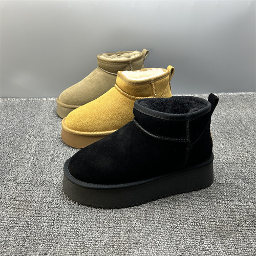 雪地靴冬季棉鞋真皮内增高