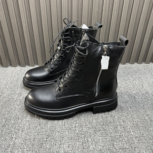 40码处理头层牛皮马丁靴女2025年孤品英伦风粗跟百搭骑士休闲单靴