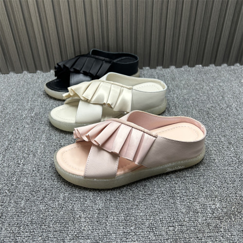 撤柜处理真皮凉拖鞋女2025年夏季新款内增高时尚网红懒人一字拖鞋