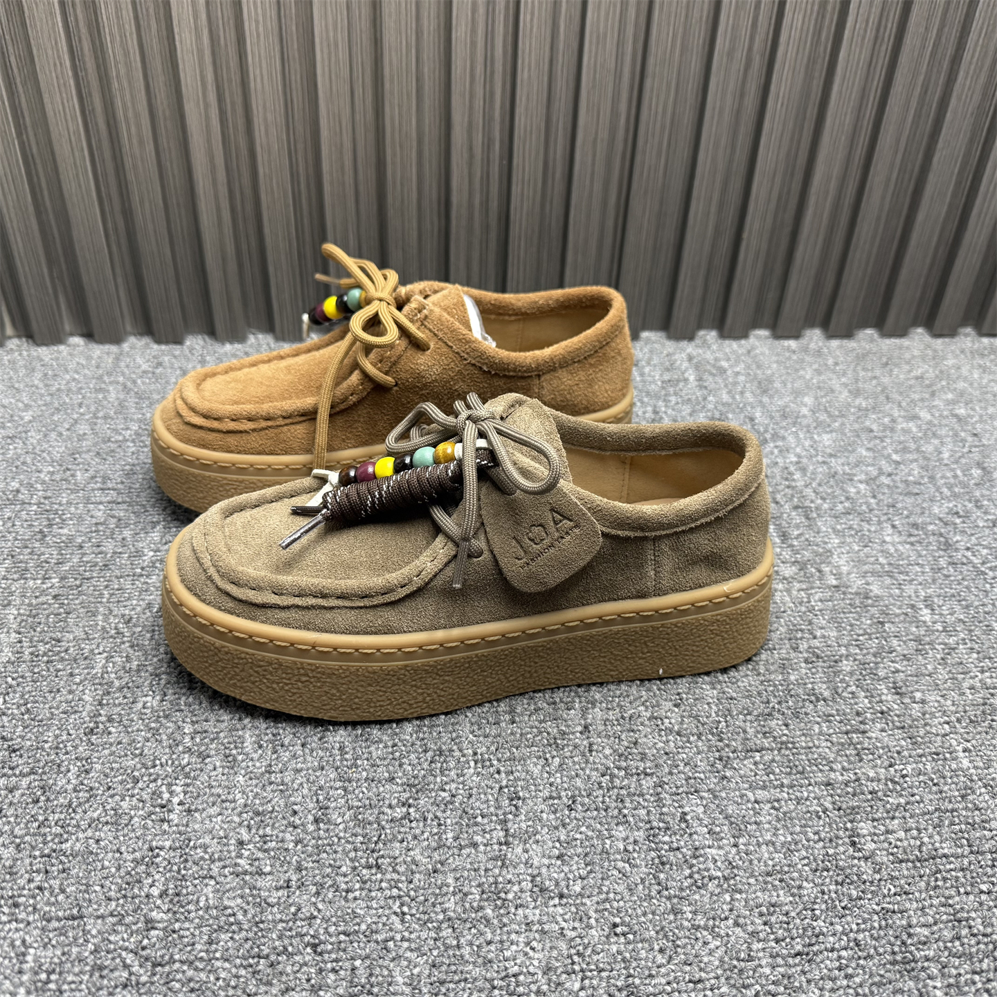 专柜处理磨砂牛皮系带勃肯鞋