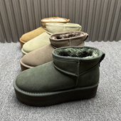 加绒加厚东北大棉鞋 品牌撤柜5cm厚底真皮雪地靴女2025年冬季 新款