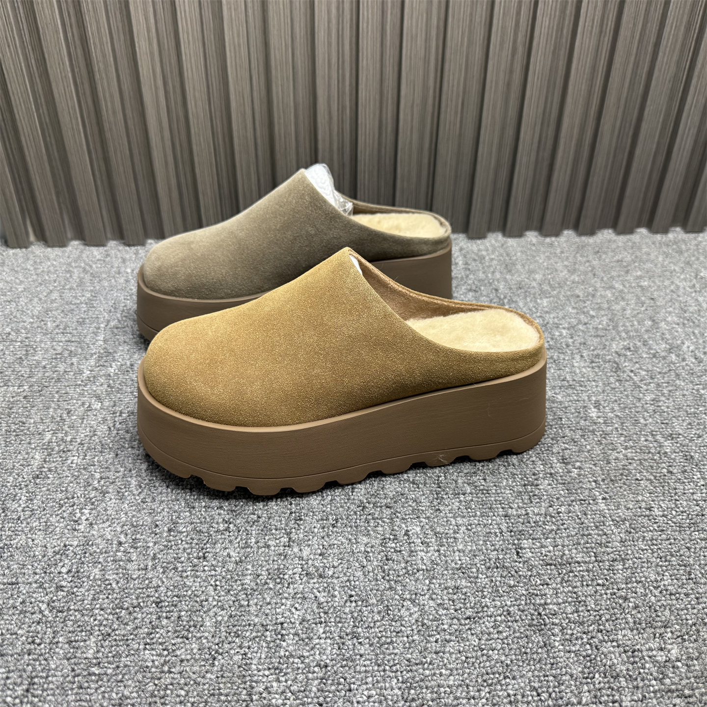 真皮懒人加绒毛毛包头半拖鞋