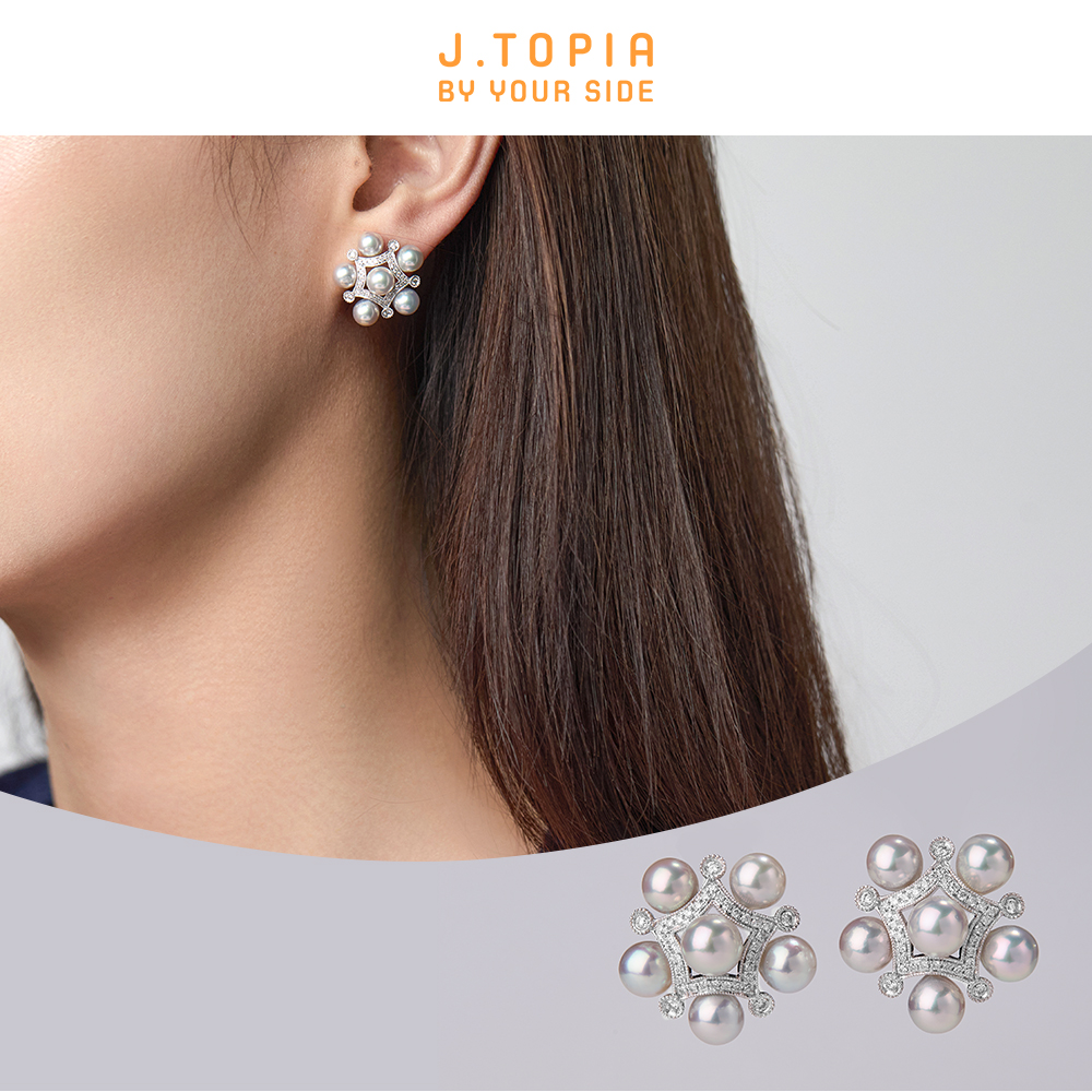 五芒星akoya越物珍珠耳钉