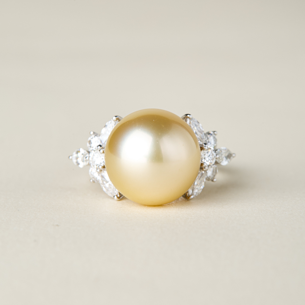 8.19【质感通勤34】静奢气质 贵而不俗 南洋金珍珠戒指13-14mm