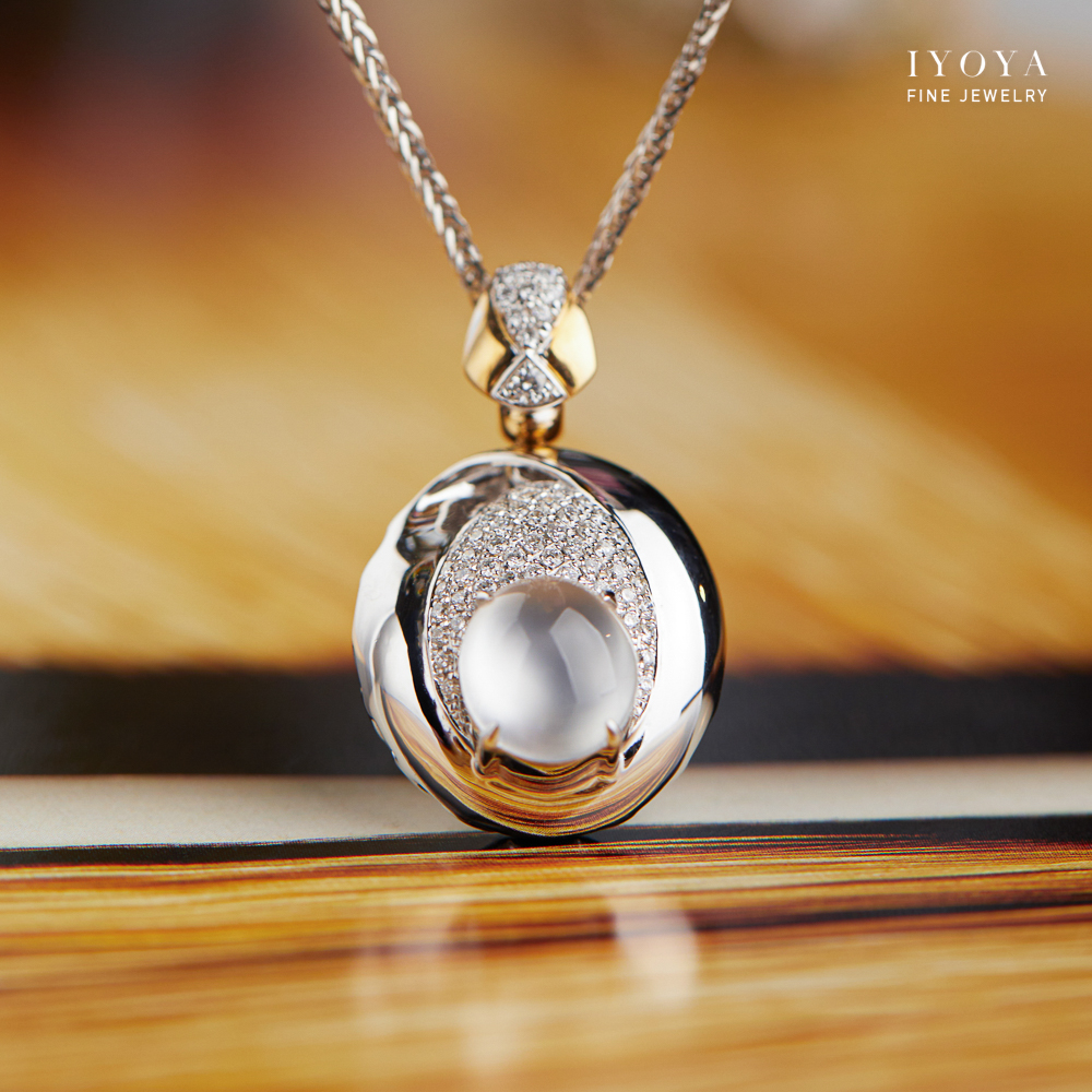 天然缅料A货翡翠白冰吊坠