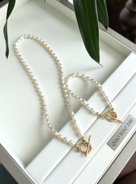 锁骨项链淡水珍珠蔓藤花枝OT扣