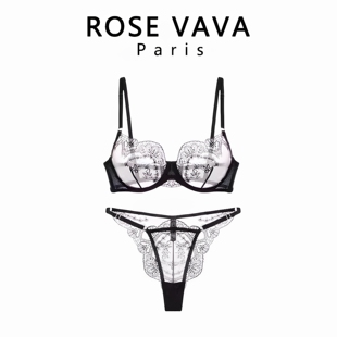 ROSE VAVA性感内衣夏季新款薄刺绣蕾丝夜店大胸显小大码文胸套装