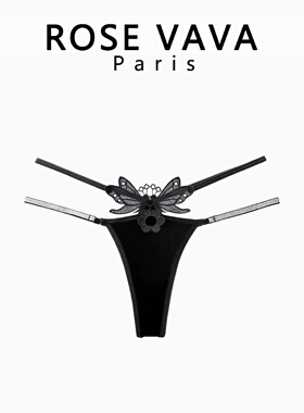 ROSE VAVA 性感刺绣内裤女冰丝舒适镂空闪光细带诱惑丁字裤