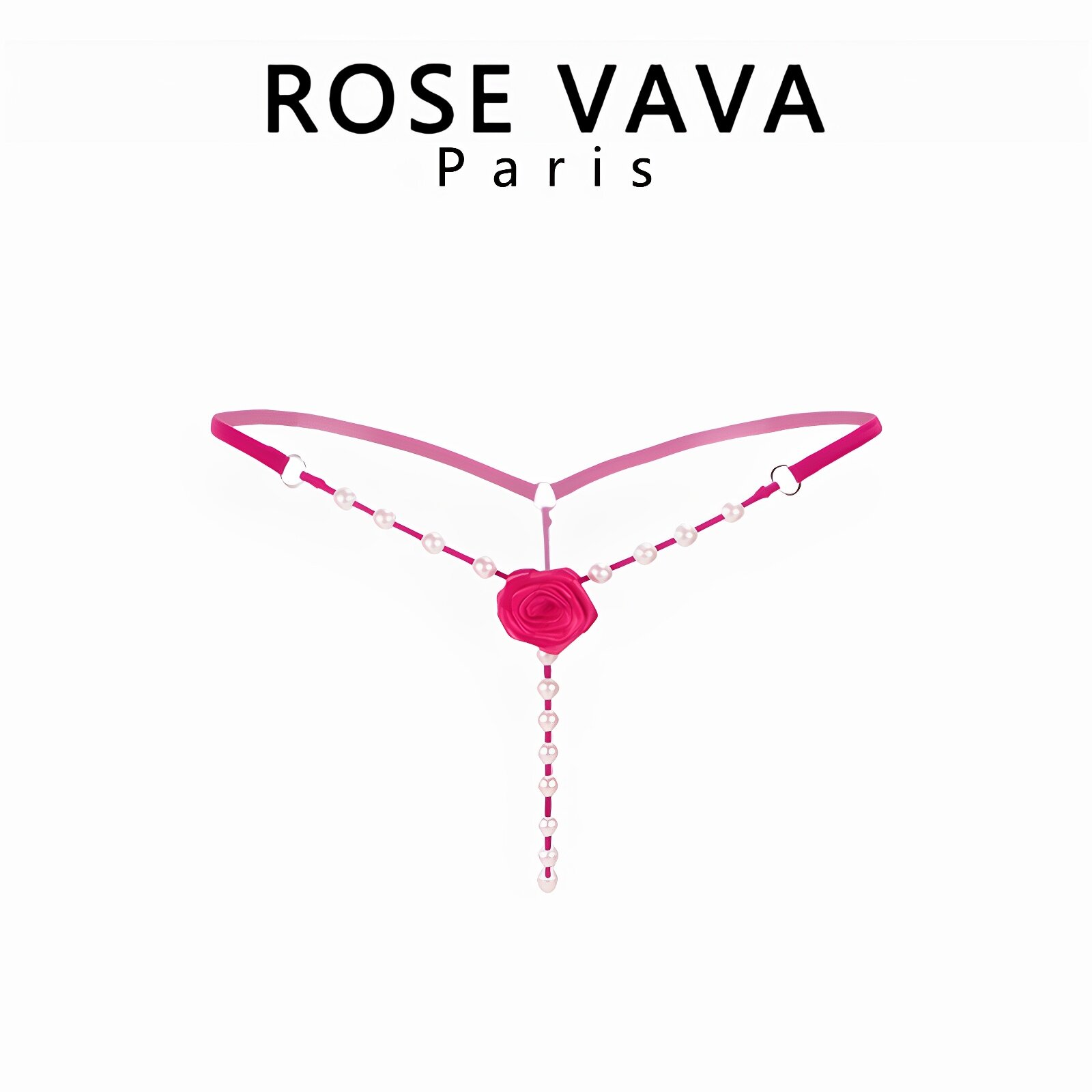 ROSE VAVA 性感珍珠按摩玫瑰内裤女低腰开档透明诱惑丁字裤