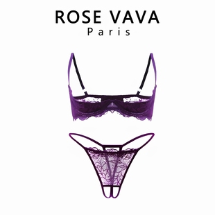 ROSE VAVA性感蕾丝内衣女纯欲火辣半杯蕾丝聚拢上托防下垂文胸罩