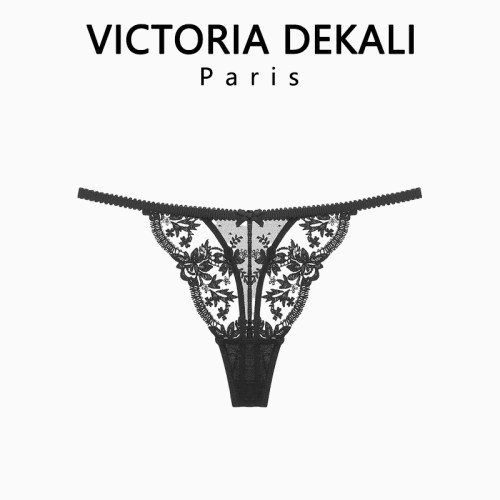 VICTORIADEKALI黑色蕾丝丁字裤