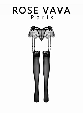 ROSE VAVA 性感黑丝袜蕾丝一体吊带丝袜女长筒过膝袜吊带袜