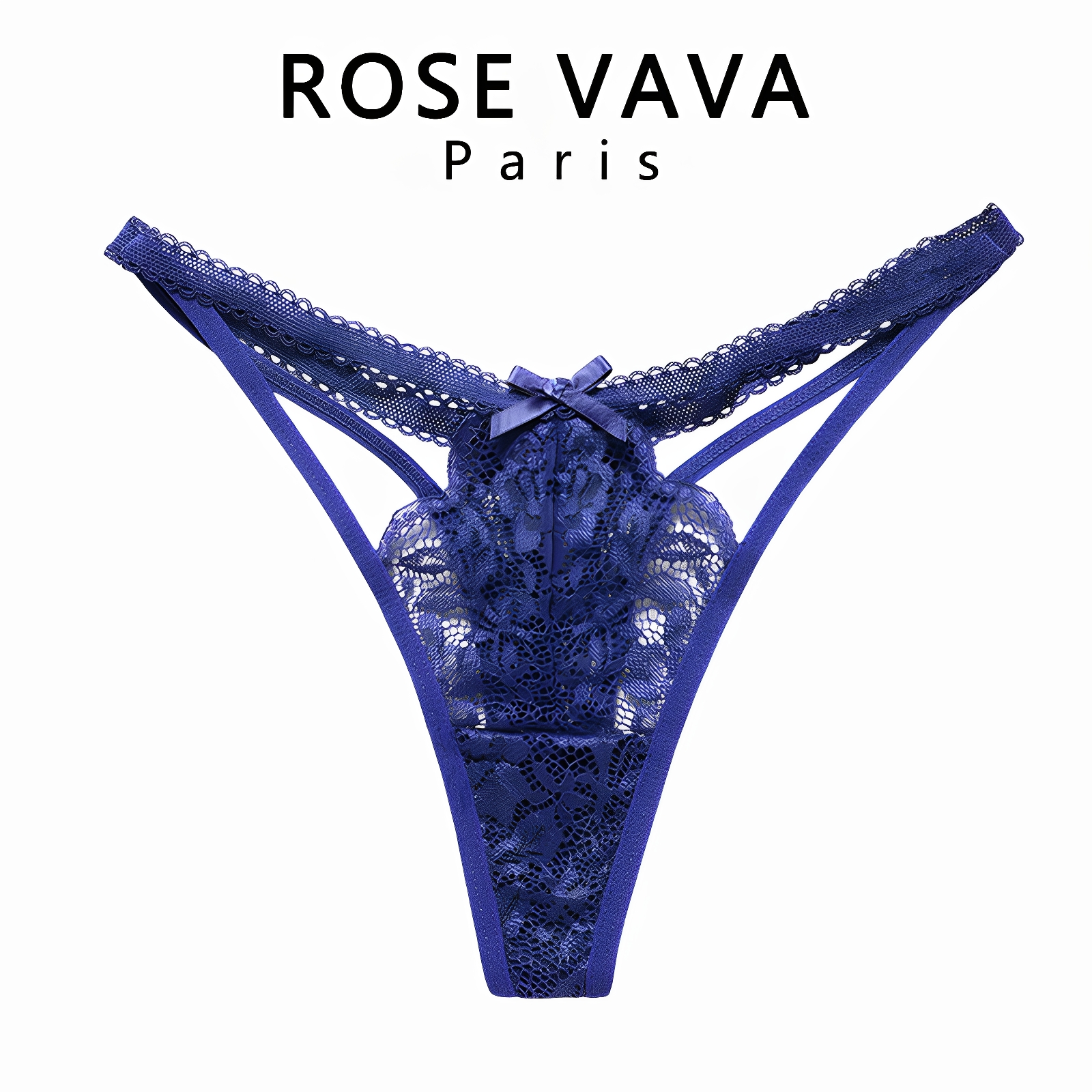 ROSE VAVA细带精美蝴蝶结透视丁字内裤欧美大码女性内裤蕾丝低腰