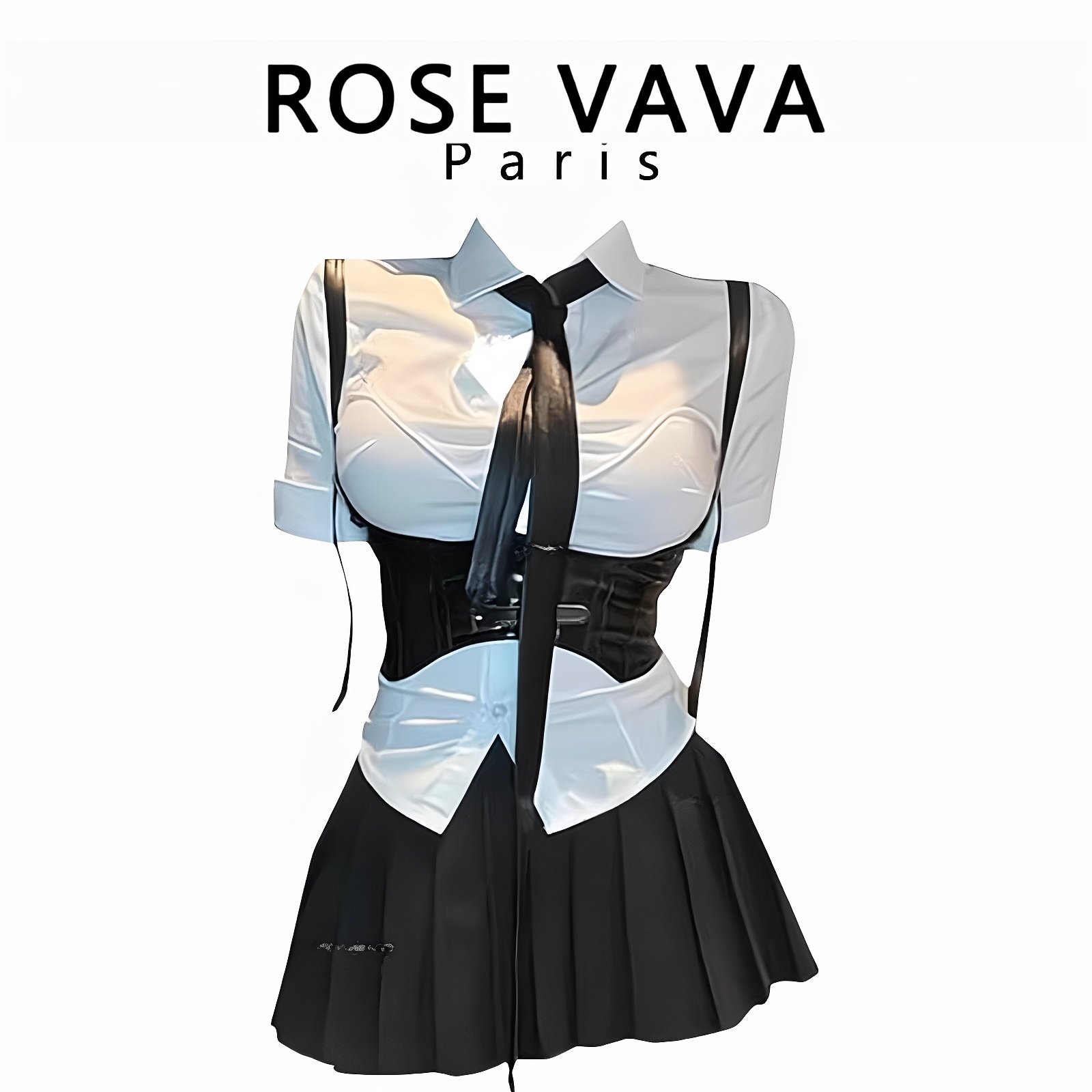 ROSE VAVA马甲辣妹腰封制服套装夏季校服性感纯欲风百褶裙