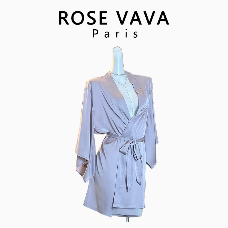 ROSE VAVA仙女睡袍纯欲风中长款居家约会睡衣外套