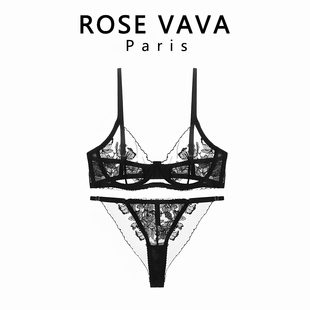 上托聚拢钢圈舒适套装 ROSE 网纱薄款 性感蕾丝薄款 女文胸 VAVA法式