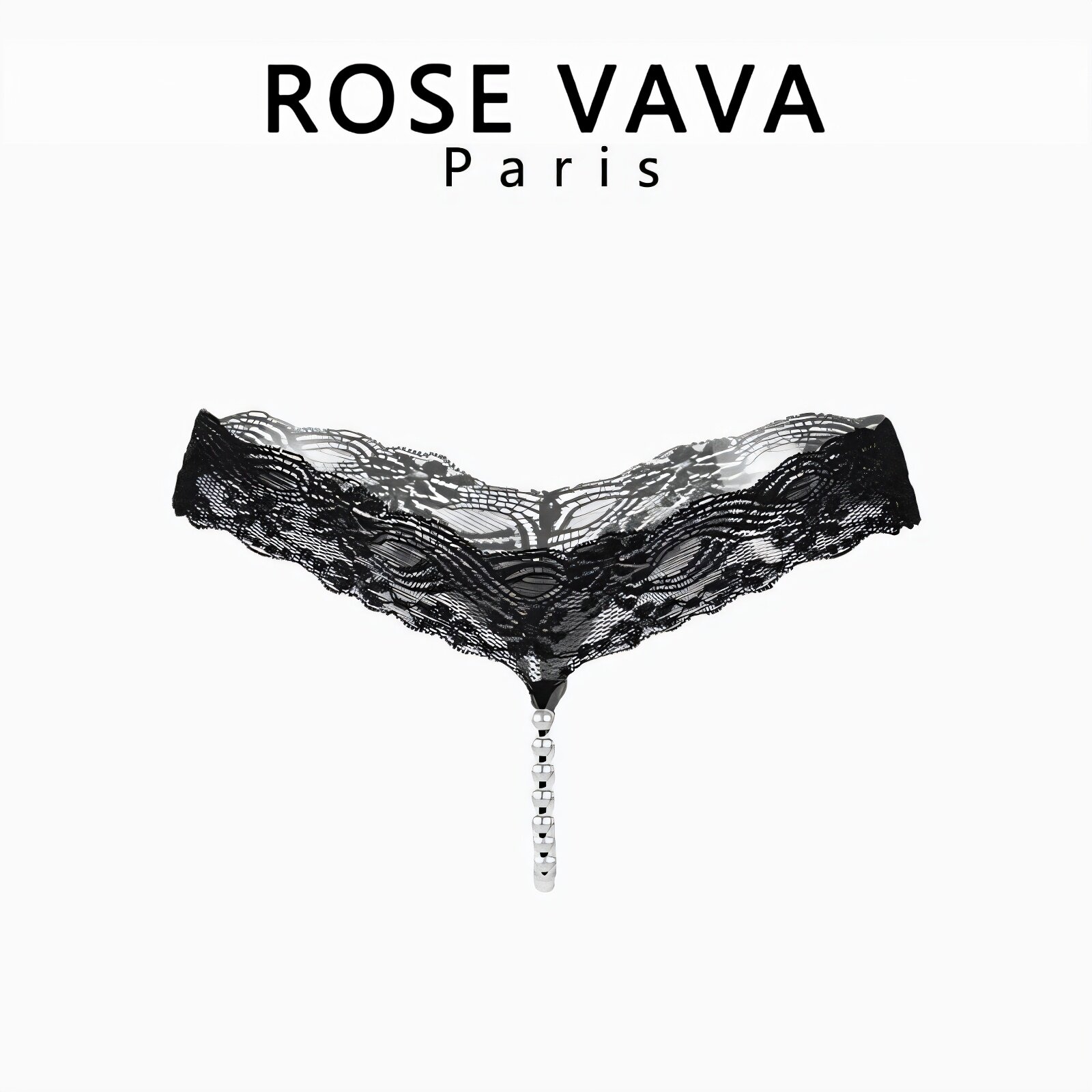 ROSE VAVA 性感内裤女珍珠按摩低腰镂空纯欲开裆蕾丝丁字裤