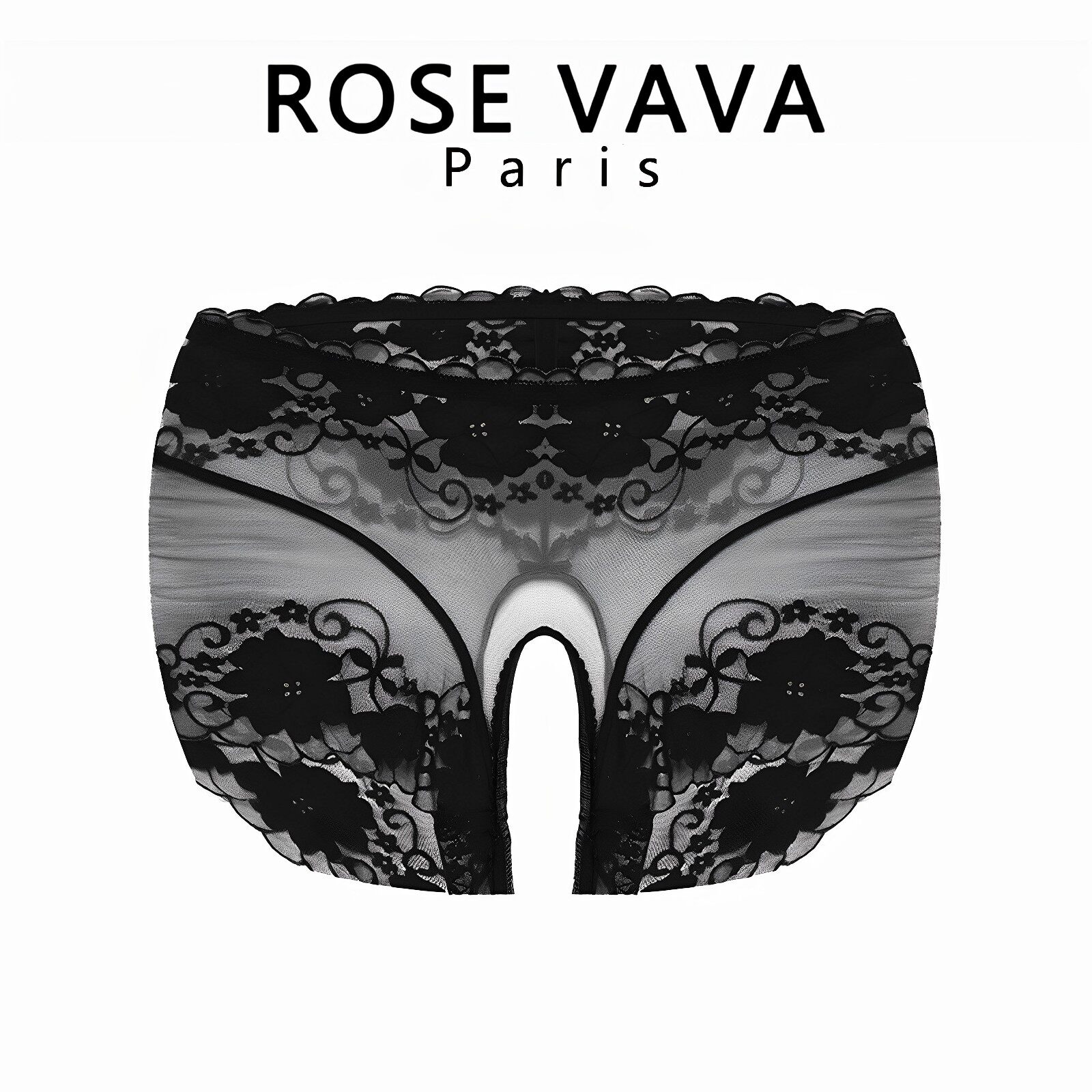 ROSE VAVA 性感蕾丝内裤女薄款纯欲风低腰镂空开档三角裤