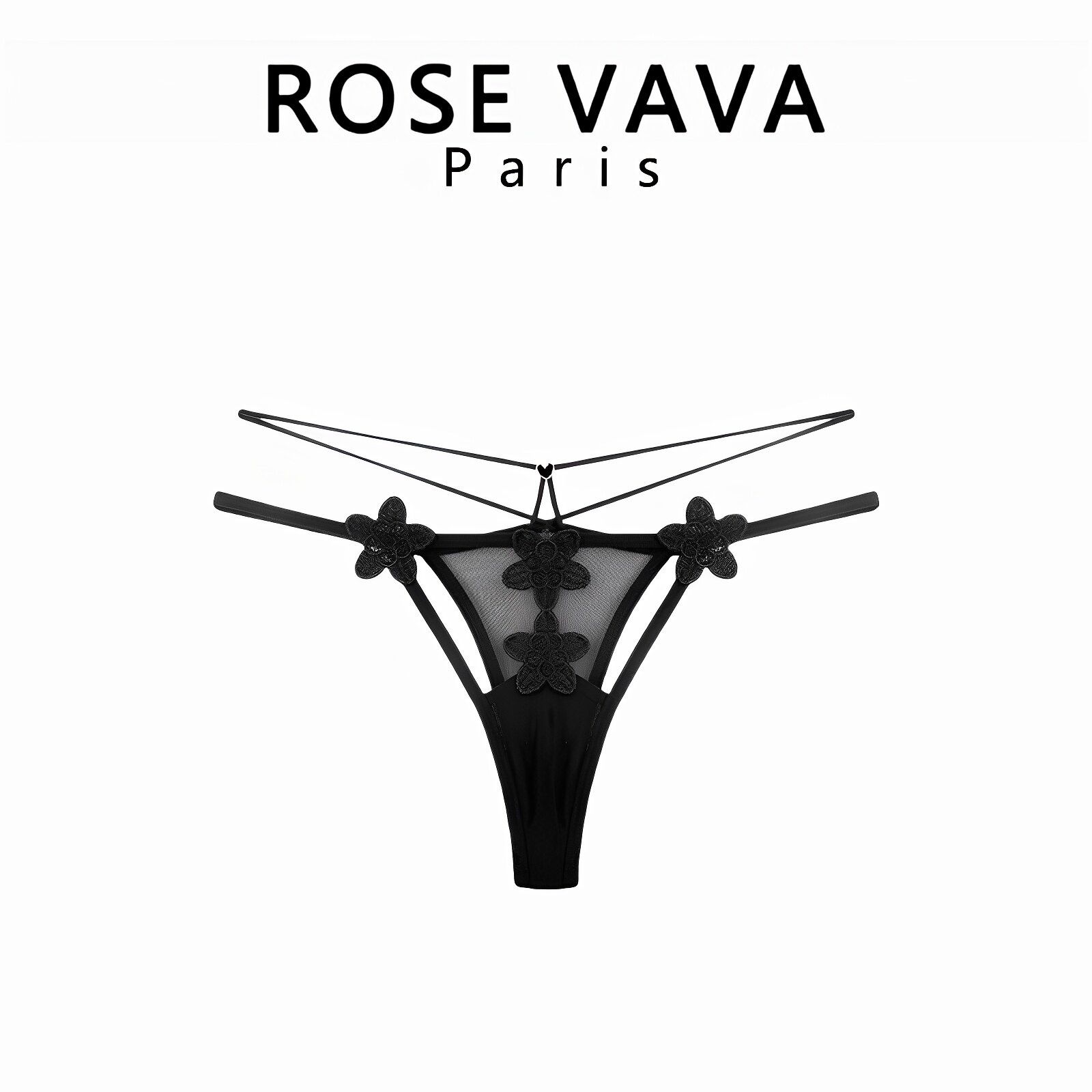 ROSE VAVA 性感原创设计女内裤镂空绣花诱惑透明网纱丁字裤