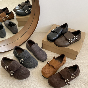 平底搭扣加绒勃肯鞋女2025冬季新款灰色毛毛鞋保暖棉鞋软底乐福鞋