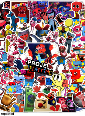 200张波比游戏第二章贴纸poppy palytime玩具贴纸旅行箱卡通贴纸