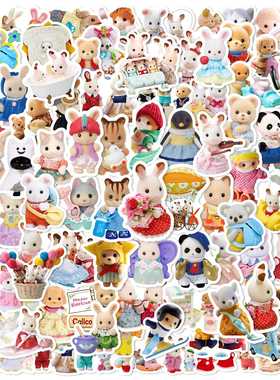 400张森贝尔家族贴纸calico critters卡通手账贴画防水不干胶礼品
