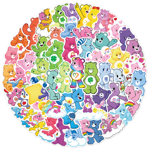 200张彩虹熊不干胶贴纸防水