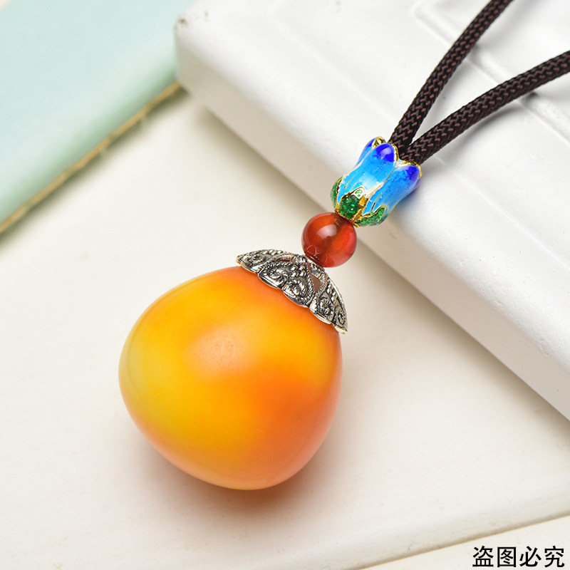 释迦菩提佛心果金包玉吊坠金灯菩提子彩色果毛衣链项链空心菩提