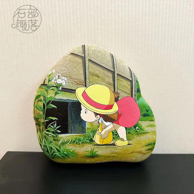 石头画成品动漫手绘礼品来图定制手工彩绘鹅卵石书房酒柜创意摆件