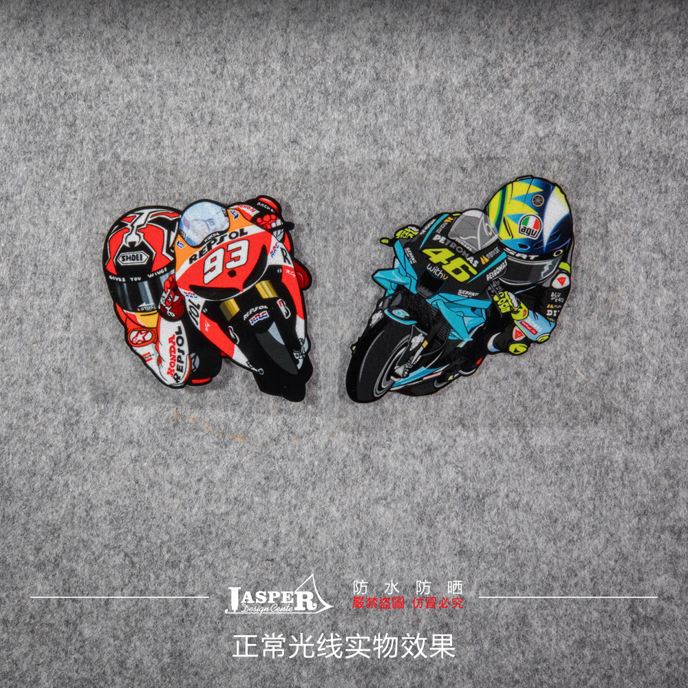 0181新款摩托车卡通车手93号马奎斯46号罗西motogp反光贴纸赛摩