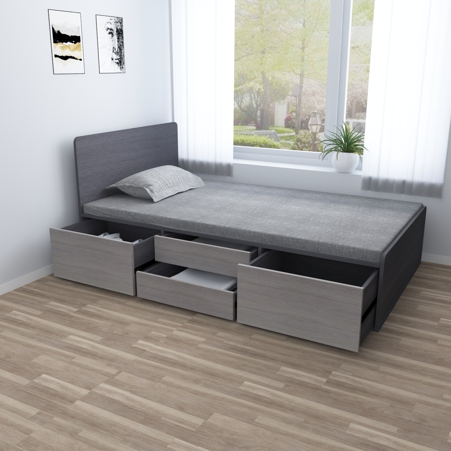 Flat subset single bed Storage Storage High box bed household 1.2 Small apartment Drawer bed Northern Europe Simplicityin the Residential furniture , Beds , Plate beds  category - from Buy2taobao.com to provide professional Taobao agent buy service