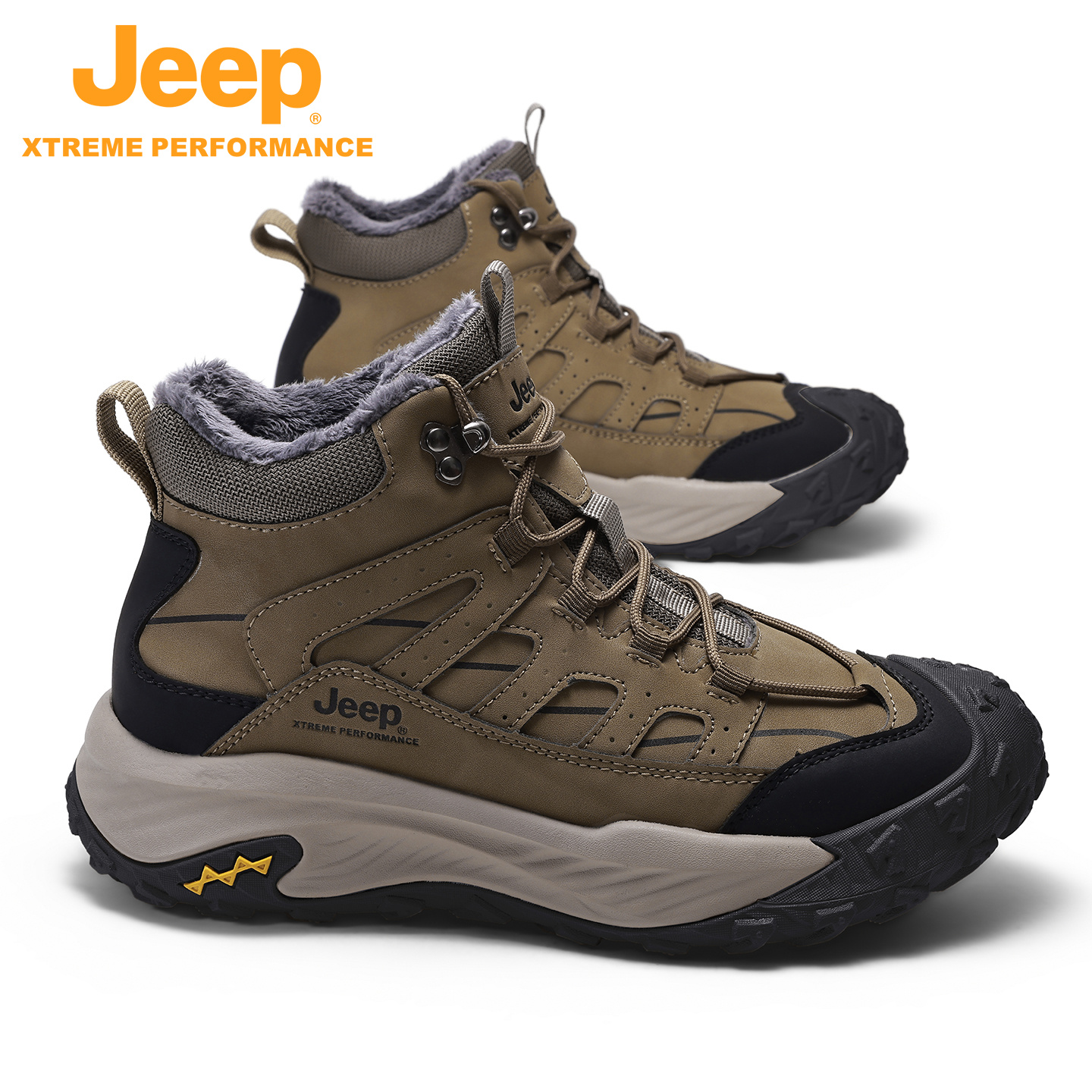 Jeep东北棉鞋男高帮冬户外雪地靴