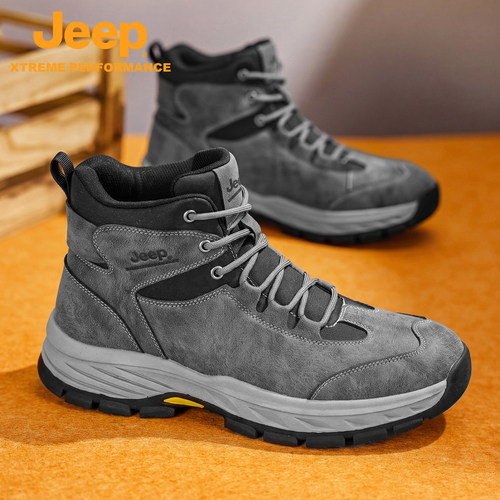 Jeep马丁靴男高帮秋冬运动登山靴