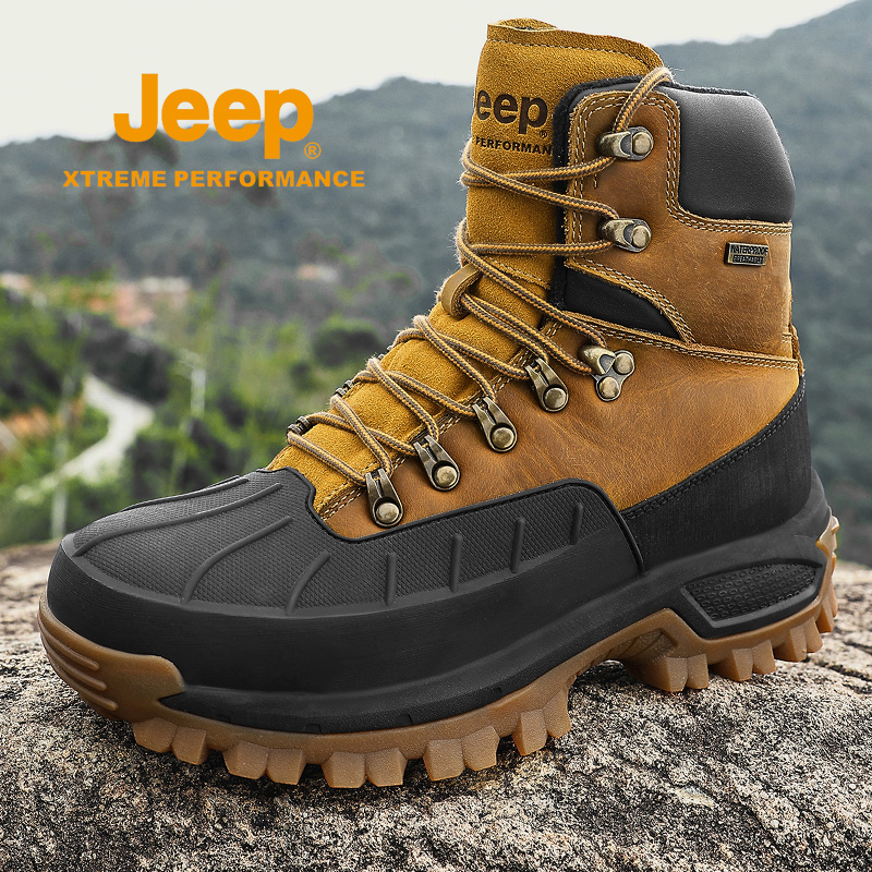 jeep雪地靴男冬季高帮登山棉鞋