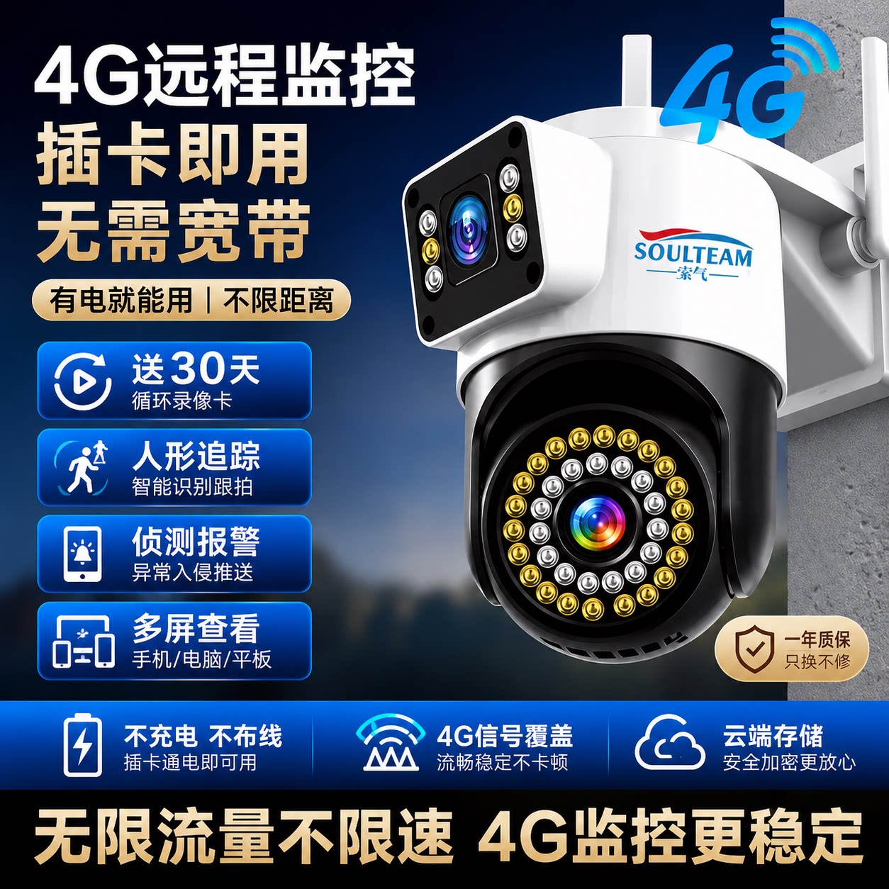 有看头360度无线摄像头手机远程室外夜视家用4G监控器摄影无死角